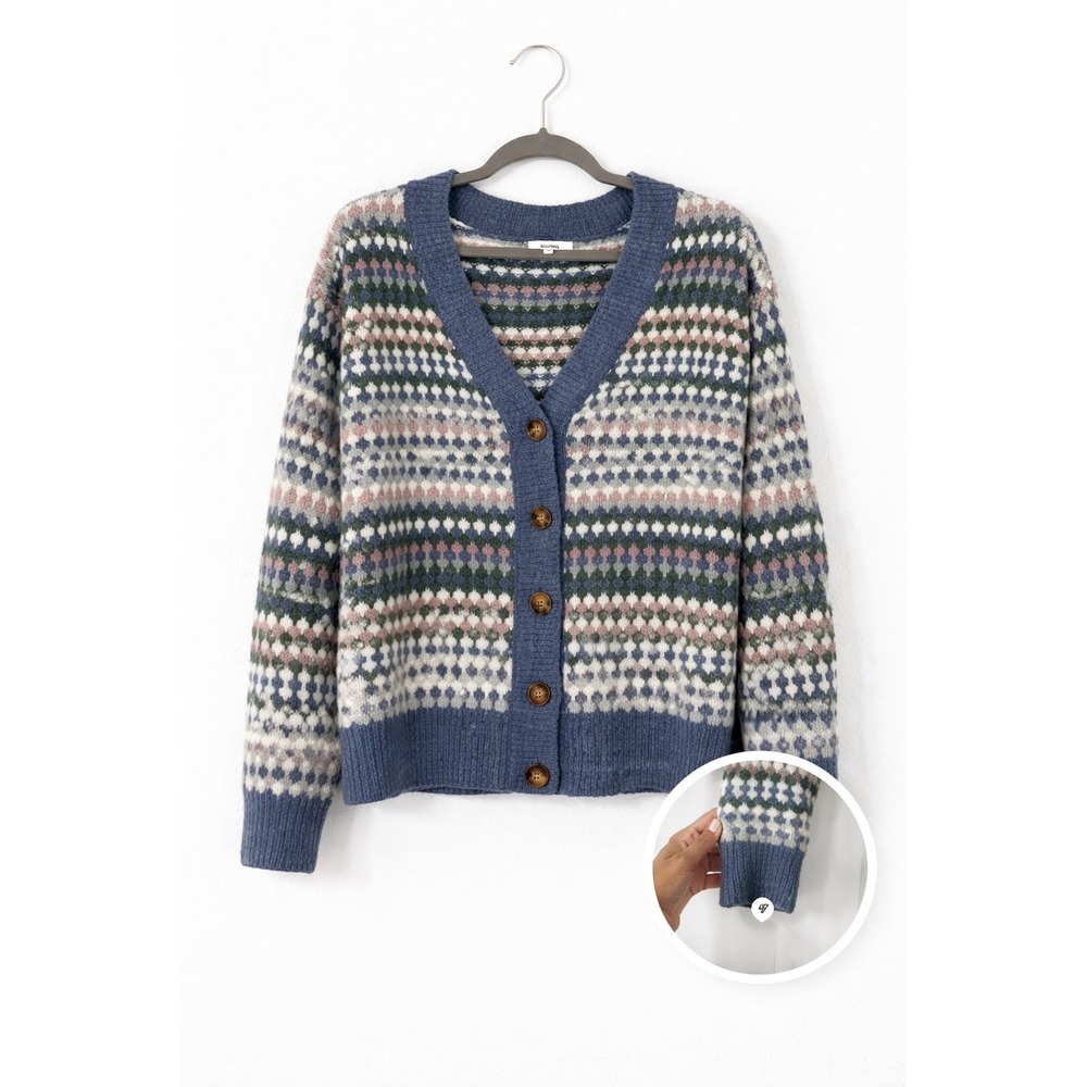 Kensie Fair Isle Cardigan Sweater Women M Cozy‎ Boho Cottage-core